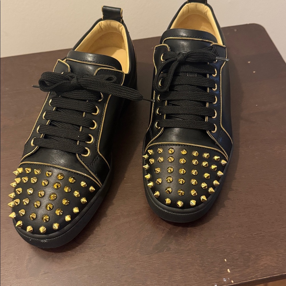 Christian Louboutin Black Sneakers with Gold Spikes